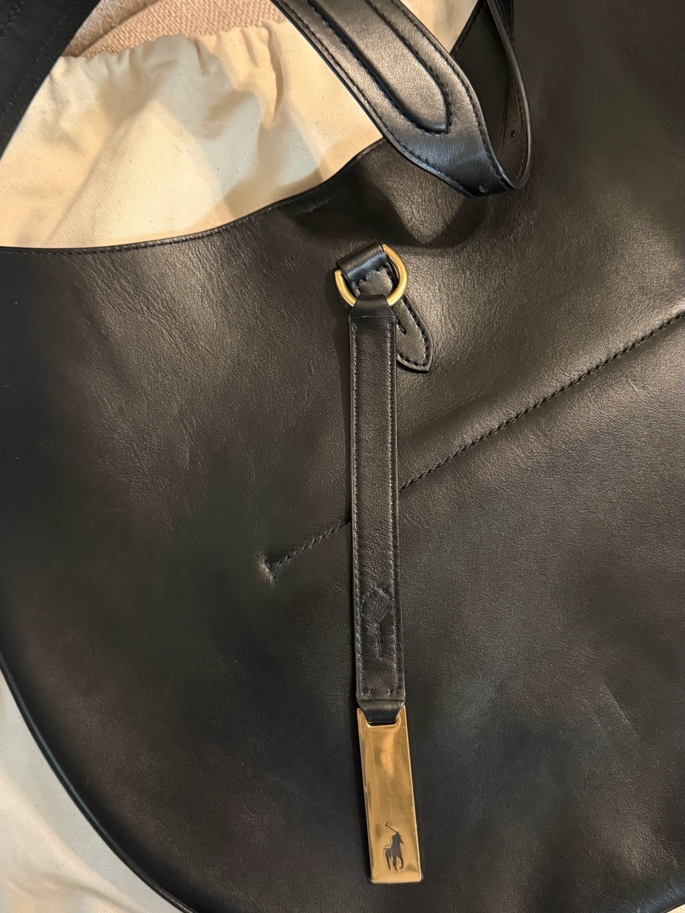 Ralph Lauren Polo ID Calfskin Large Shoulder Bag in Black - Picture 12 of 12